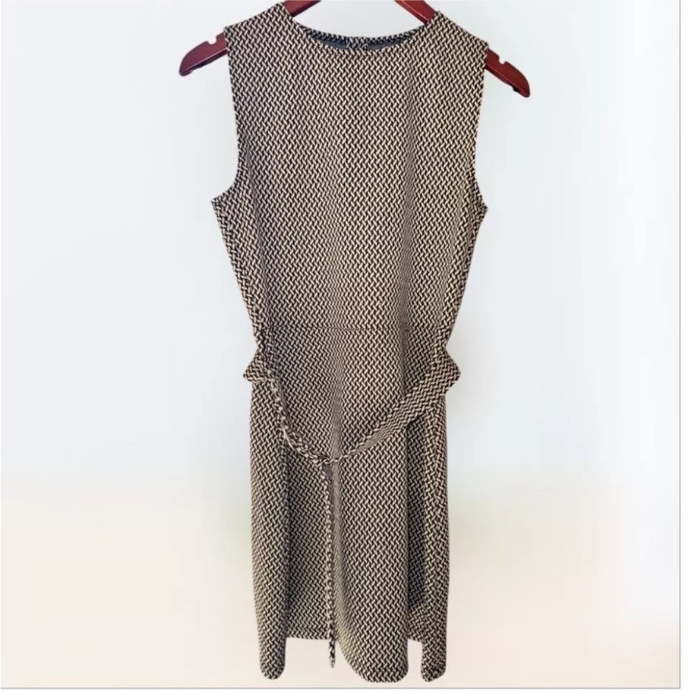 🌸SOLD🌸 Reformation Suze Knit Sleeveless Mini Dress Belt Tan Black Size Medium - Picture 3 of 9